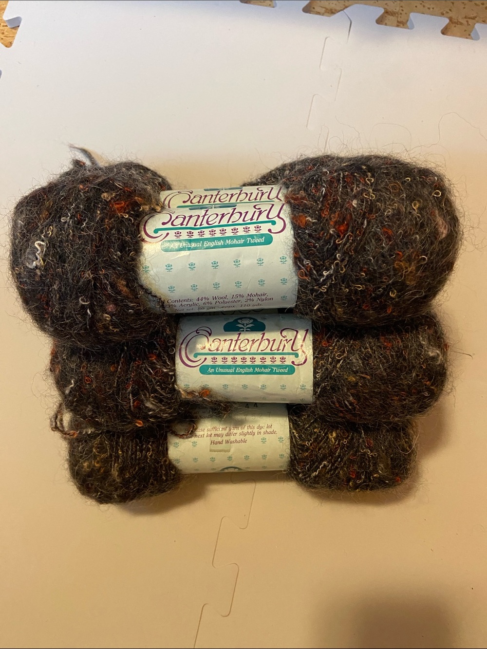 Berroco Mohair Tweed Yarn - Multicolor - Brown, Grey, White, & Red - 6 Skeins